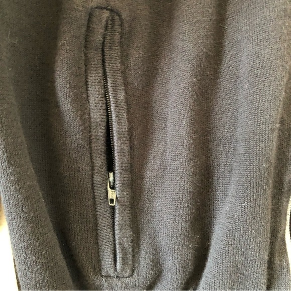 GUESS Black Gray Wool Blend Stripe sleeves Full Zip Sweater Women Small - Picture 4 of 8